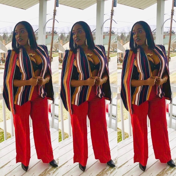 MUY MUY Navy Multi Color Blazer Cape - Picture 3 of 7